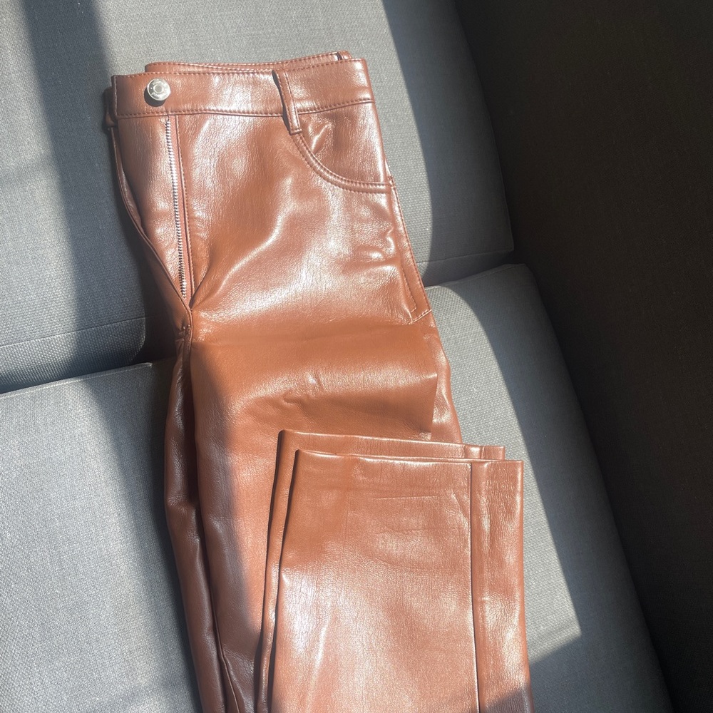 brown leather pants